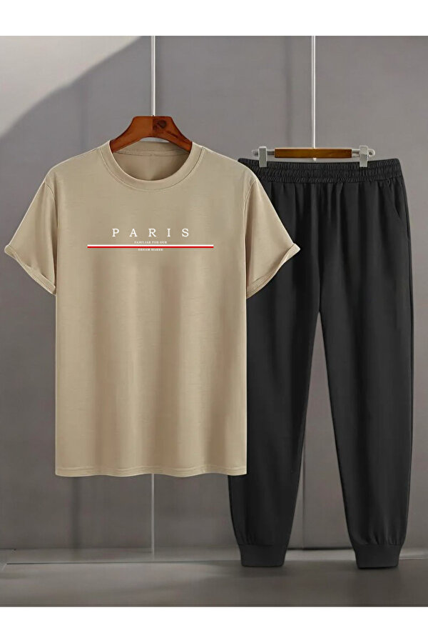 Unisex 2 li Paris Baskılı Eşofman Takımı