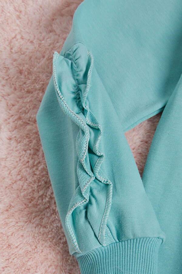 Mint Çiçek Nakışlı Uzun Kol Kız Çocuk Sweatshirt 16306