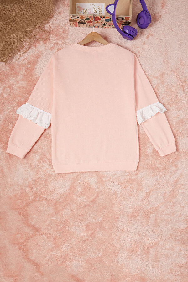 Somon Smile Nakışlı Kız Çocuk Waffle Sweatshirt 16590