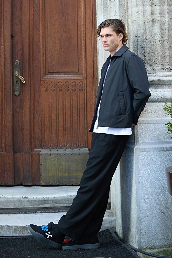 Erkek Su Geçirmez Mevsimlik Siyah Ceket Mont