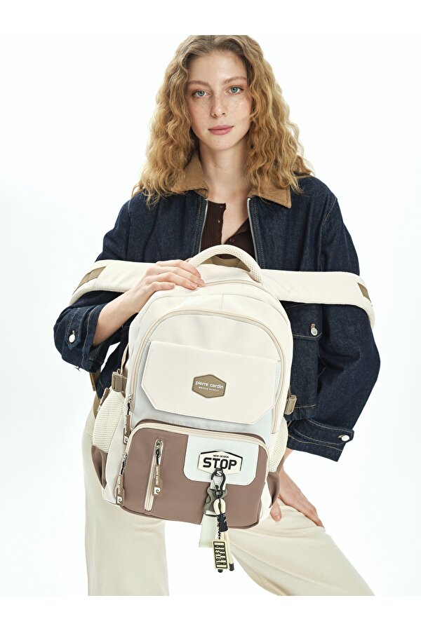 1916 Okul çantası Suya Dayanıklı Çok bölmeli BEJ