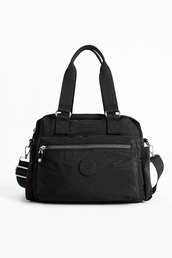 Sn 4018 suya dayanıklı çok bölmeli krinkıl çanta kol çantası omuz SİYAH