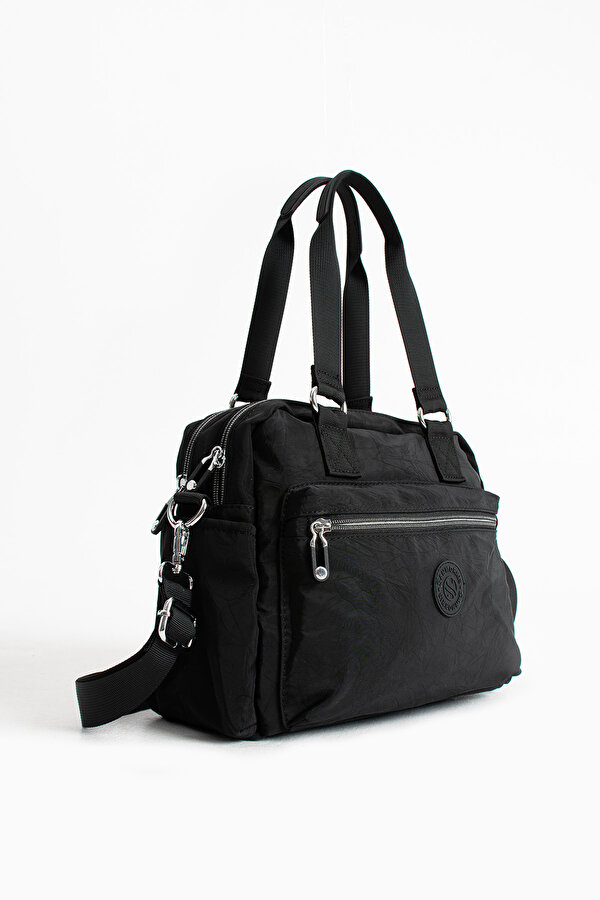 Sn 4018 suya dayanıklı çok bölmeli krinkıl çanta kol çantası omuz SİYAH