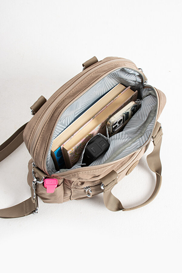 Sn 4018 suya dayanıklı çok bölmeli krinkıl çanta kol çantası omuz GRİ