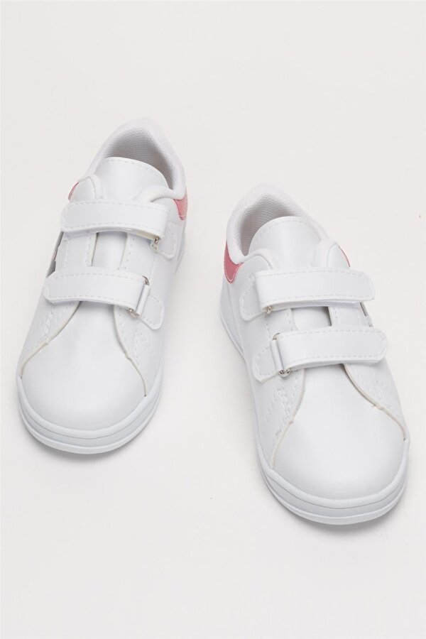 Çocuk Kuromi Baskılı Cırtlı Unisex Spor Ayakkabı BEYAZ - PEMBE