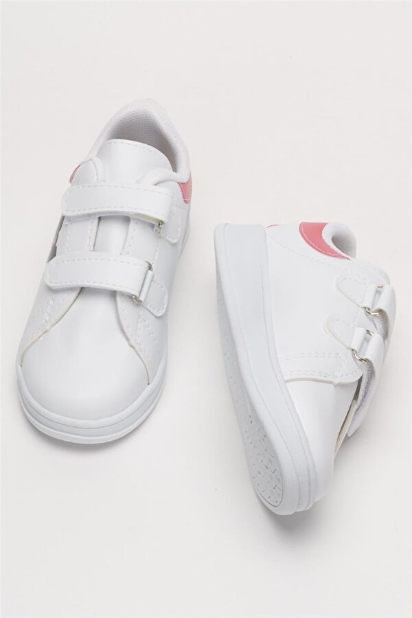 Çocuk Kuromi Baskılı Cırtlı Unisex Spor Ayakkabı BEYAZ - PEMBE