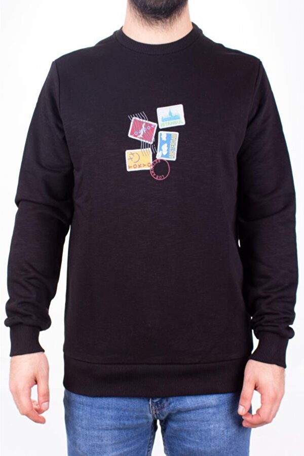 Twister 1929 Siyah Bisiklet Yaka Erkek Sweat