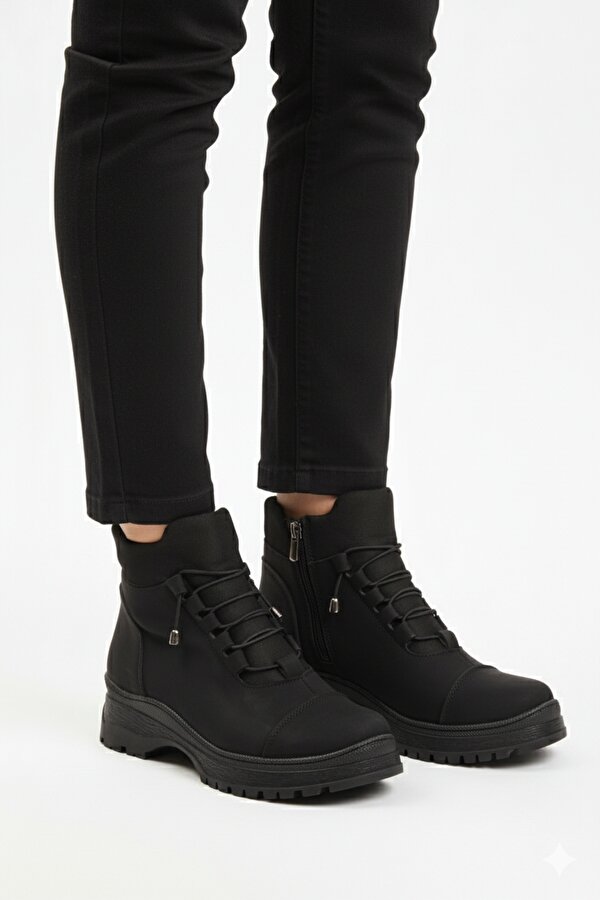 Aspor Siyah Zümrüt İçi Polarlı Fermuarlı Kadın Bot