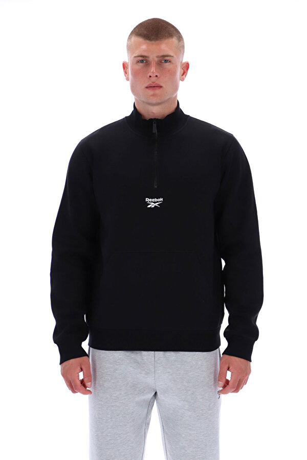 Reebok Asher Small Logo Qtr Zip Черный Мужчина Толстовка На Молнии