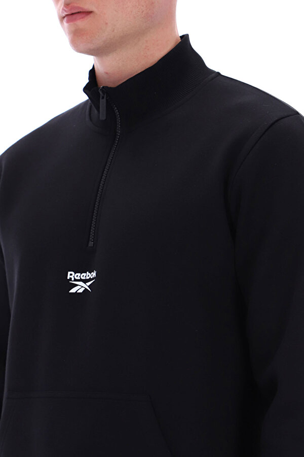 Reebok Asher Small Logo Qtr Zip Черный Мужчина Толстовка На Молнии