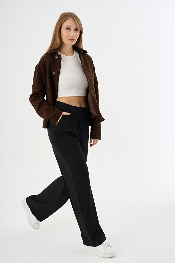 Kadın Oversize Tasarım Kumaş Teknik Mont Ceket Kahverengi