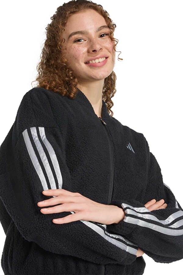 W HL FZ Siyah Kadın Fermuarlı Sweatshirt