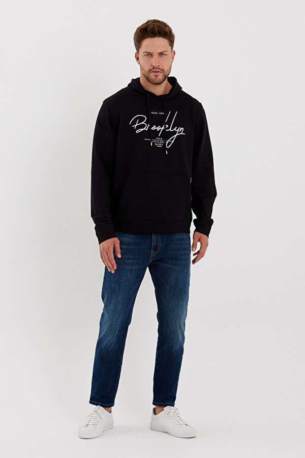 Erkek Kapşonlu Regular Fit Brooklyn Baskılı İnce Sweatshirt SPR23SW361