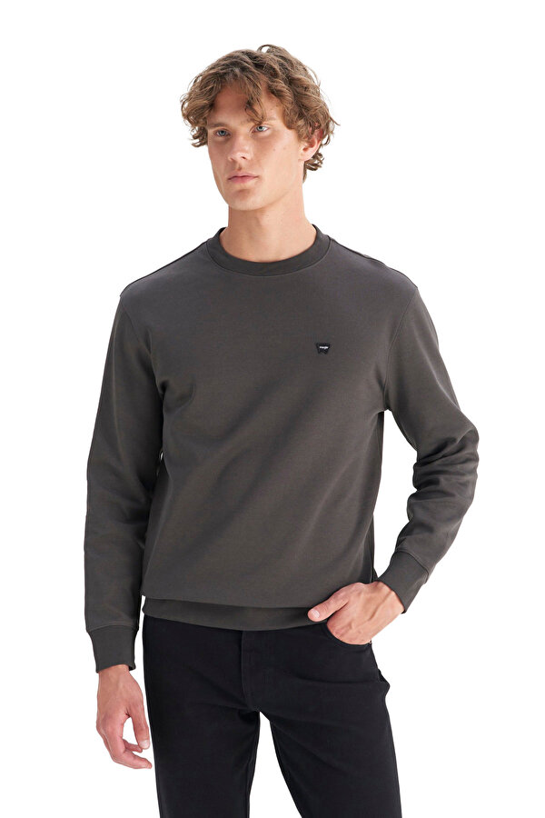 Faded Erkek Patch Logo Siyah Erkek Sweatshirt