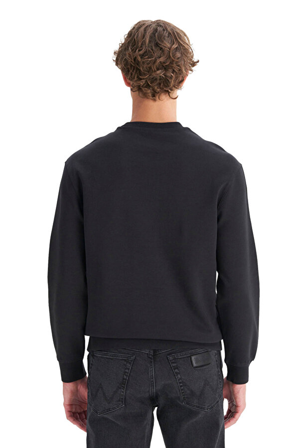 Erkek Patch Logo Siyah Erkek Sweatshirt