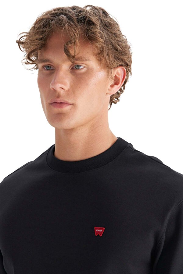 Erkek Patch Logo Siyah Erkek Sweatshirt