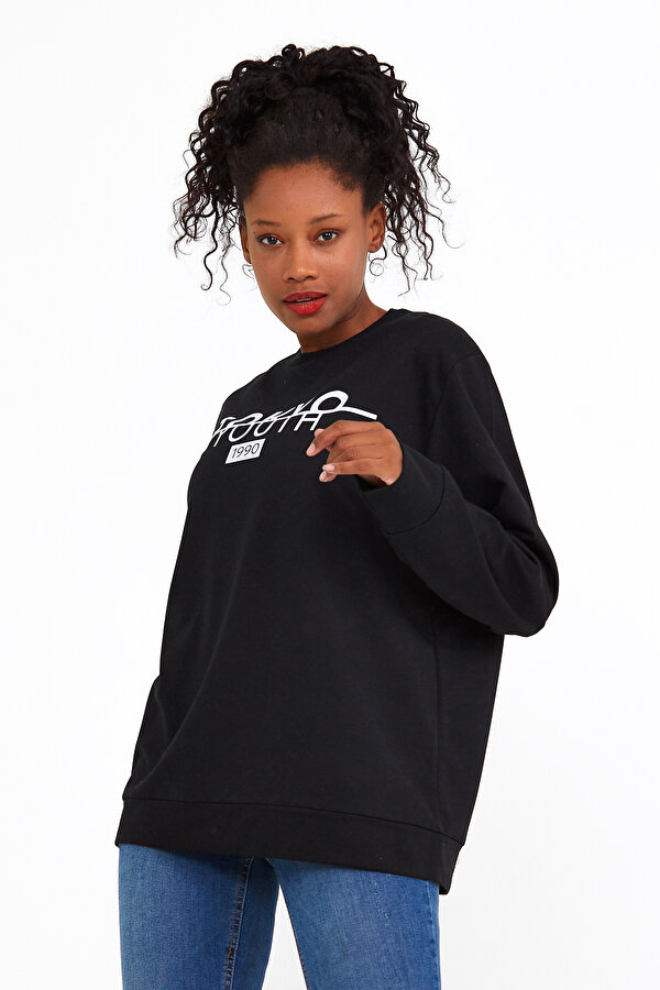 Kadın Bisiklet Yaka Regular Fit Tokya Baskılı İnce Sweatshirt SPR22SWK134