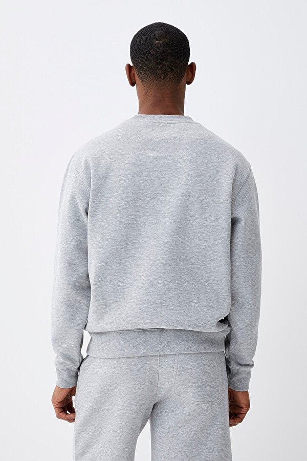 Erkek Bisiklet Yaka Rahat Kalıp 3 iplik İçi Polarlı Kalın Sweatshirt SPR24SW36