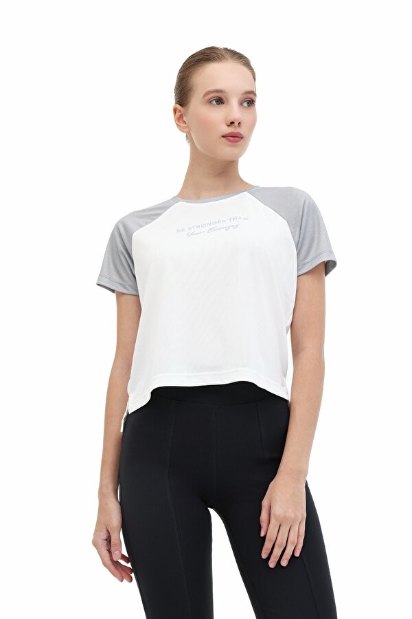 WL GIYMANT 11CT750 5FX Gri Kadın Kısa Kol T-Shirt