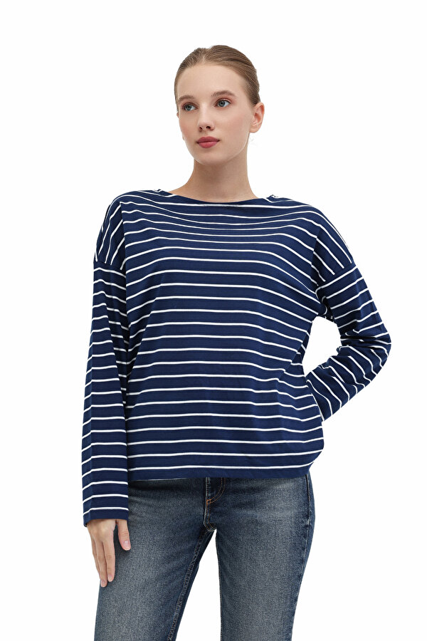 WB 14BERRA 5PR Lacivert Kadın Uzun Kol T-Shirt