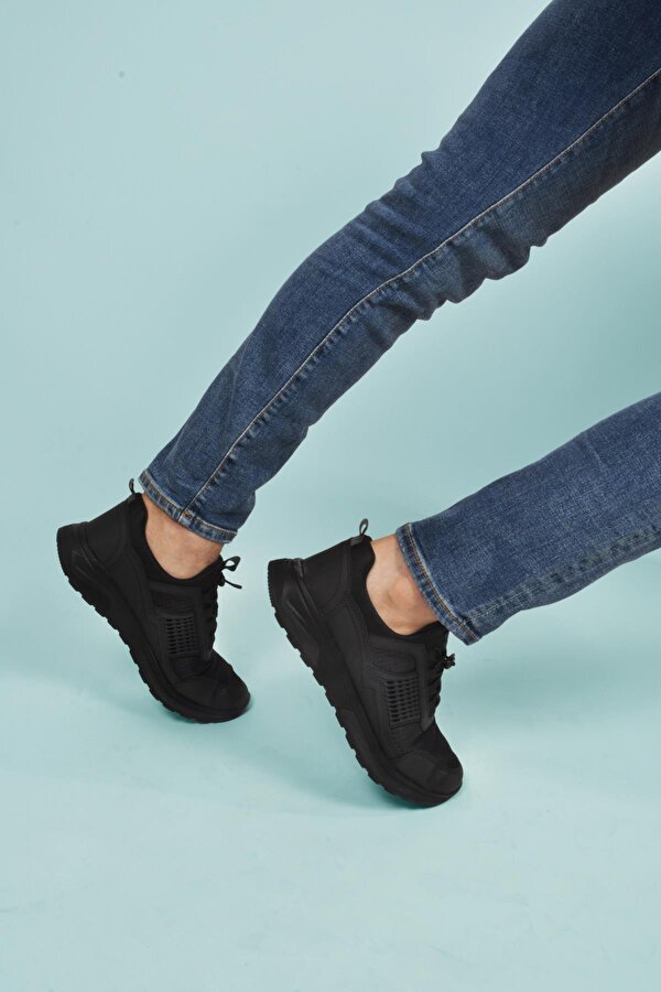 Nans 6006 M Siyah Fileli Kilit Bağcıklı Erkek Spor Ayakkabı