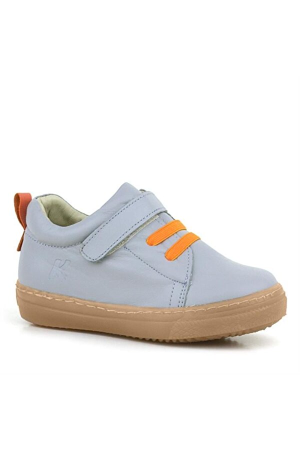 Anatomik Hakiki Deri Gri Yumuşak Lastikli Cırtlı Çocuk Ayakkabı