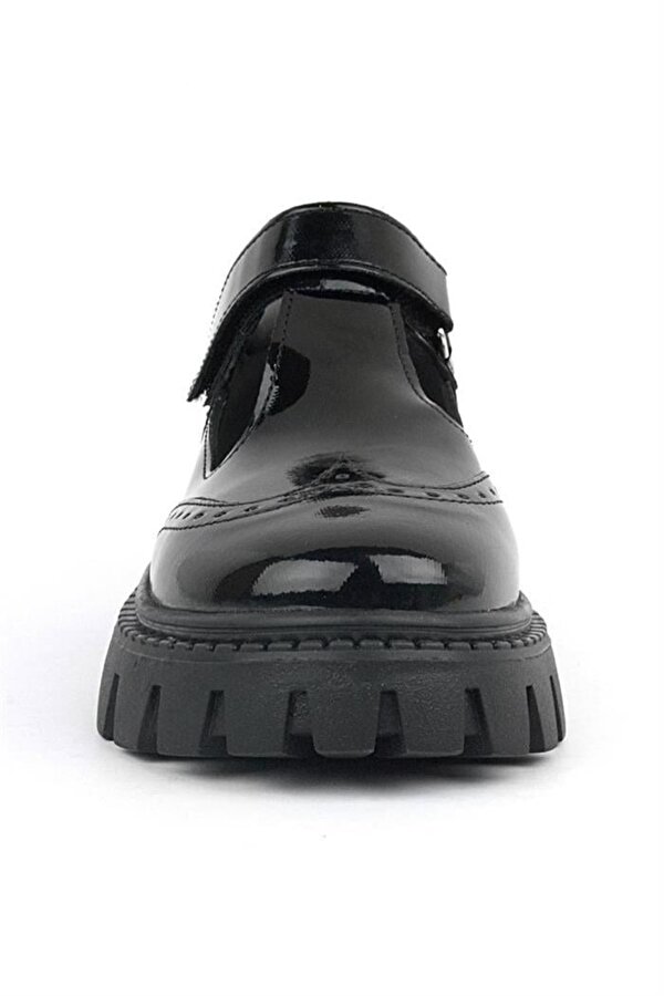 Siyah Rugan Cırtlı Kız Çocuk Okul Ayakkabı