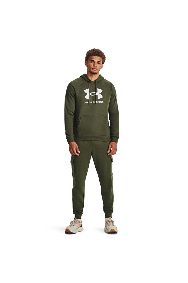 Erkek UA Rival Fleece Logo Kapüşonlu Üst 1379758-390
