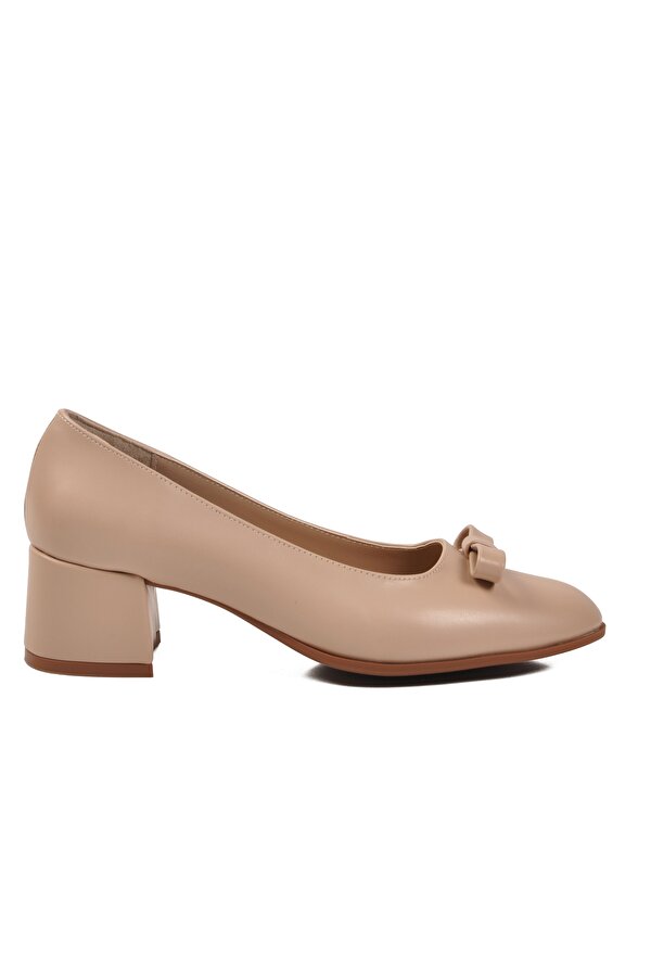 Aspor Bej Fiyonklu Kadın Topuklu Ayakkabı