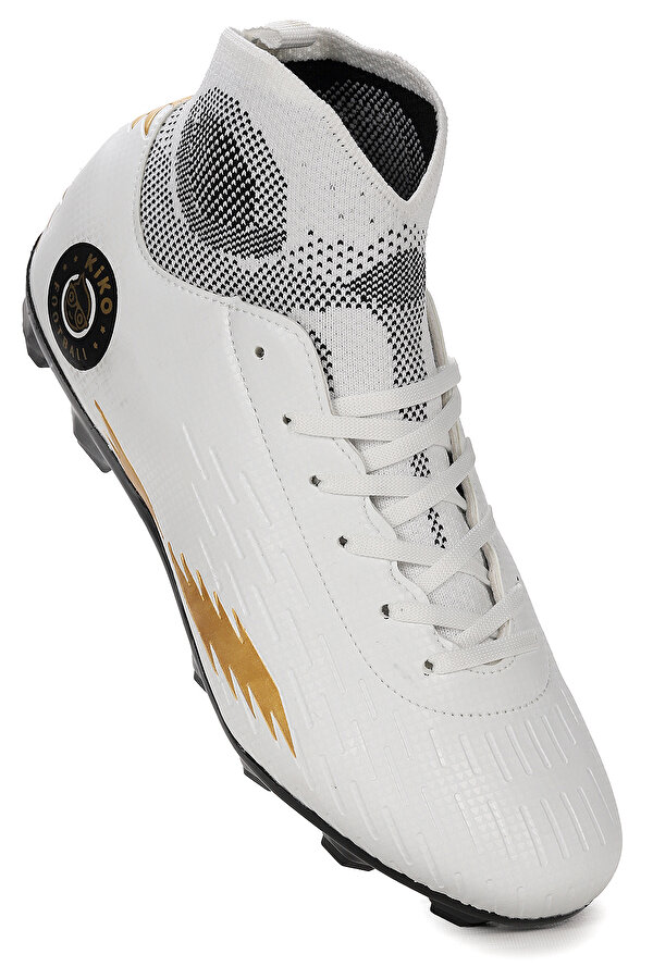 Tusa FKP Boğazlı Krampon Çim Saha Erkek Çocuk Futbol Ayakkabı Beyaz - Siyah