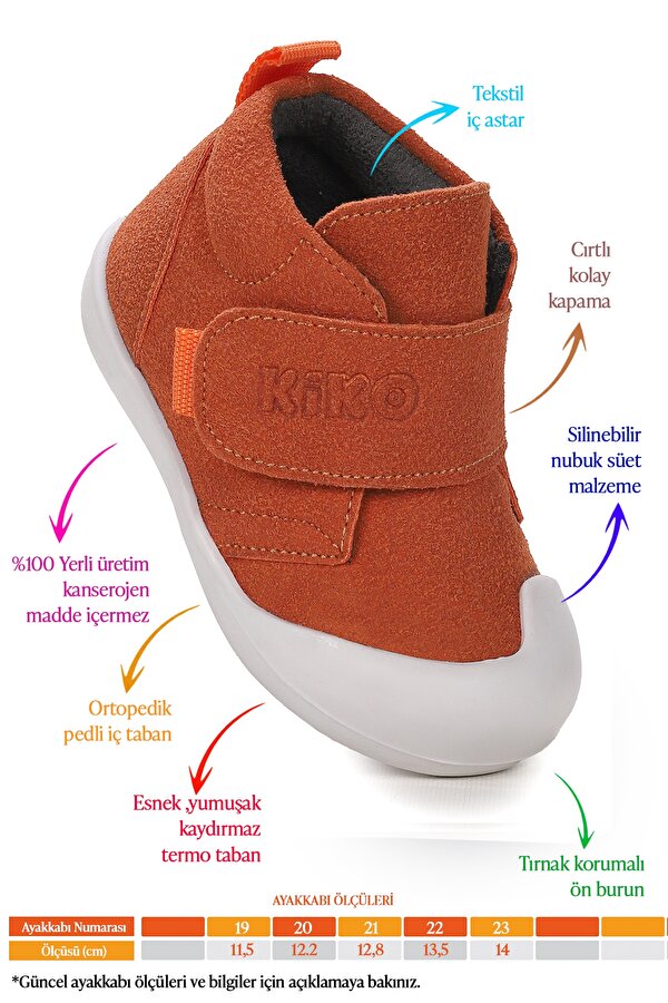 Winnie İlk Adım Cırtlı Erkek Bebek Günlük Bot Ayakkabı Turuncu