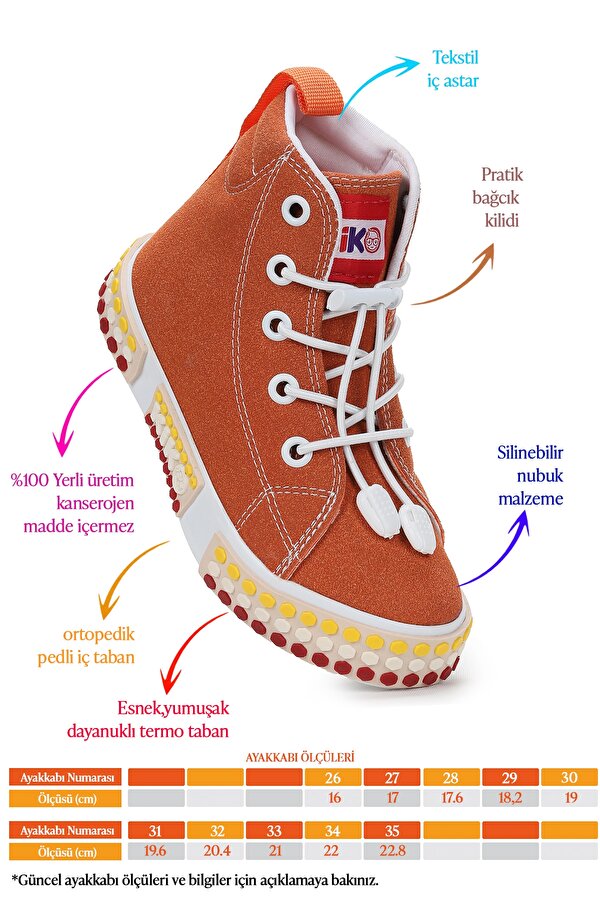 Gamel Günlük Lastikli Erkek Çocuk Bot Ayakkabı Turuncu
