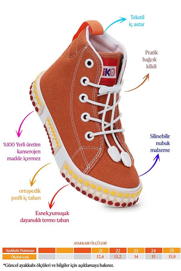 Gamel Günlük Lastikli Erkek Bebek Bot Ayakkabı Turuncu