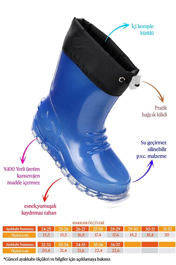 Savana Su Geçirmez Erkek Çocuk Yağmur Çizmesi Mavi