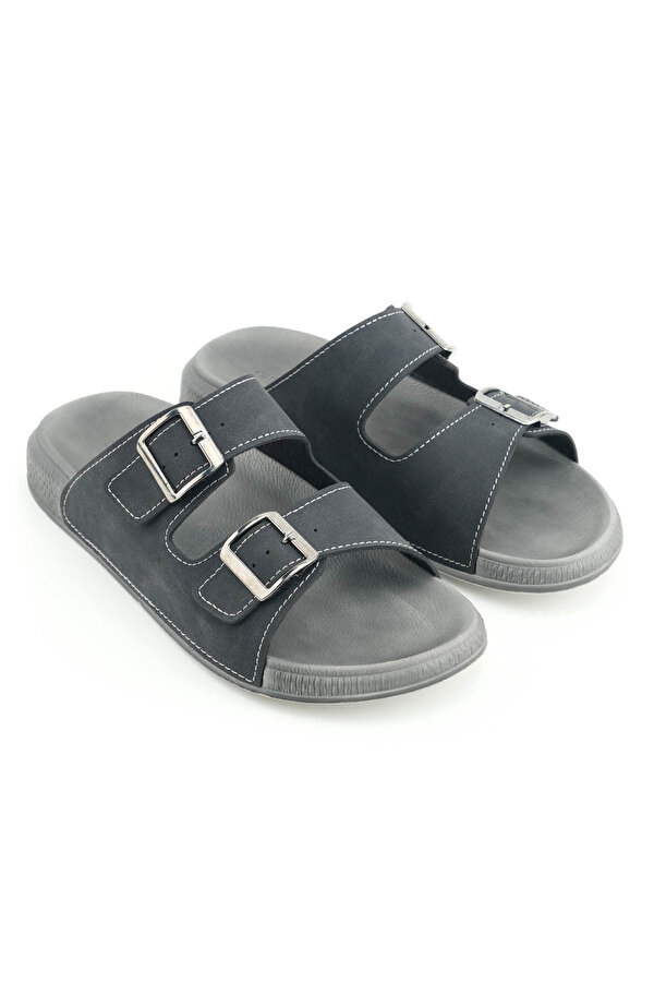 Erkek Yazlık Suni Deri İki Toka Ayarlanabilir Rahat Taban Günlük Terlik