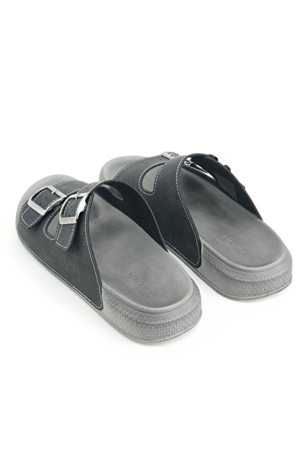 Erkek Yazlık Suni Deri İki Toka Ayarlanabilir Rahat Taban Günlük Terlik