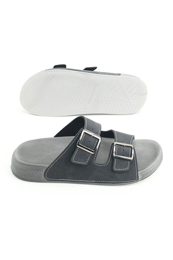 Erkek Yazlık Suni Deri İki Toka Ayarlanabilir Rahat Taban Günlük Terlik