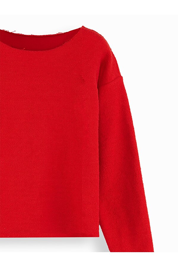Crop Top Kız Çocuk Kırmızı Sweatshirt