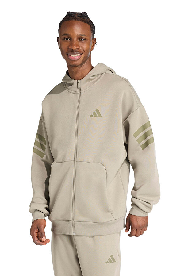 M FI 3S FZ Gri Erkek Fermuarlı Sweatshirt