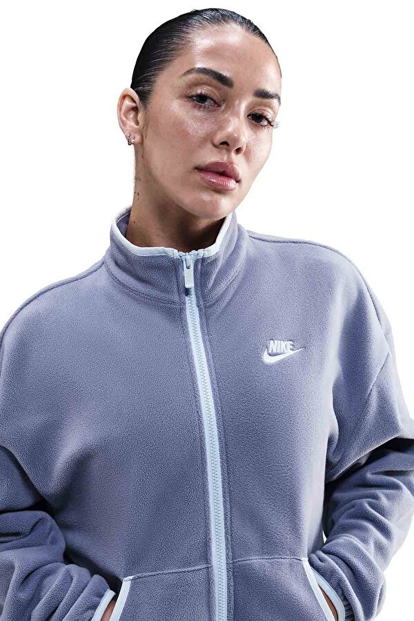 W NSW CLUB FLC LSE CZY TR Mavi Kadın Fermuarlı Sweatshirt