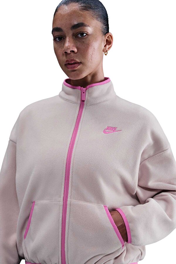 W NSW CLUB FLC LSE CZY TR Bej Kadın Fermuarlı Sweatshirt