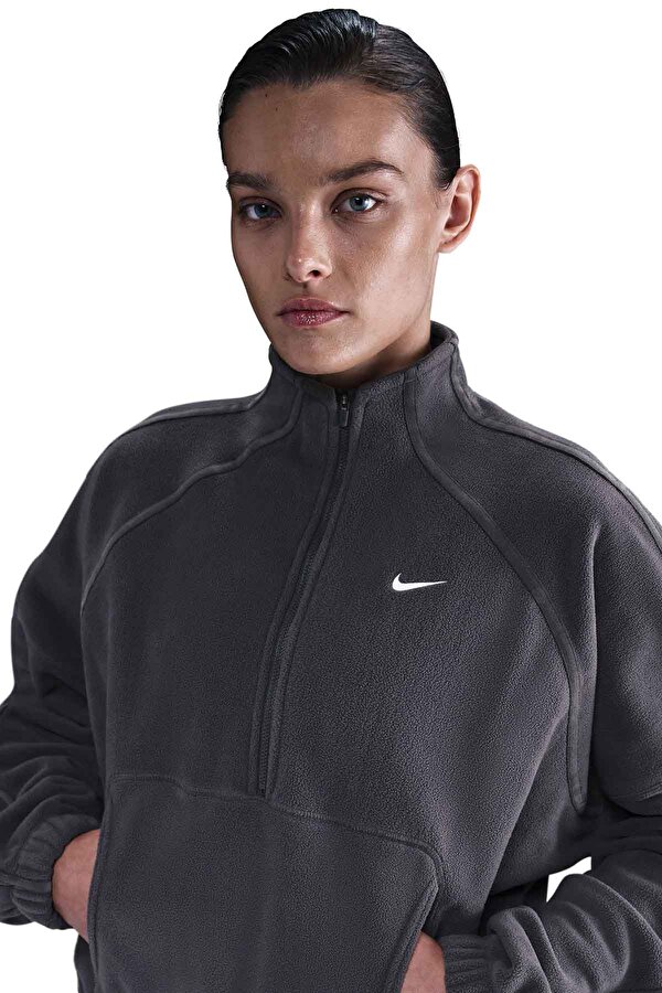 W NK ONE TF HZ TOP POLAR GRI Kadın Fermuarlı Sweatshirt