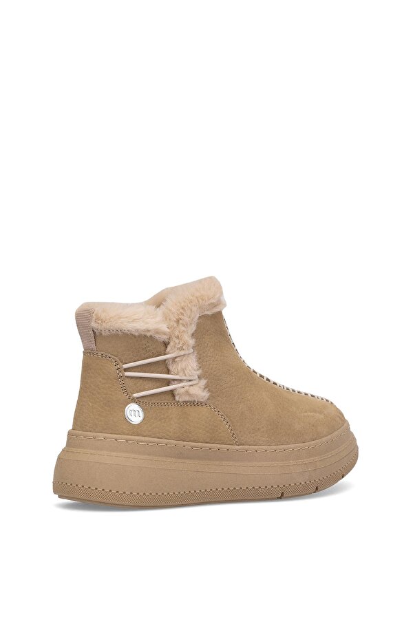 D25KB-1540 Kadın Hakiki Nubuk Deri Düz Bot Bej