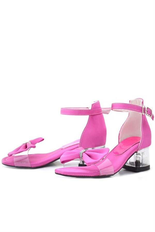 Jessie Fuşya Saten Kurdeleli Kız Çocuk Topuklu Ayakkabı
