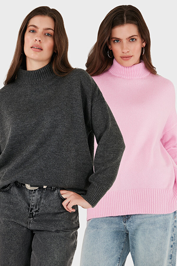 Bayan Kazak 680KZ00469S2 Şeker Pembe-Antrasit