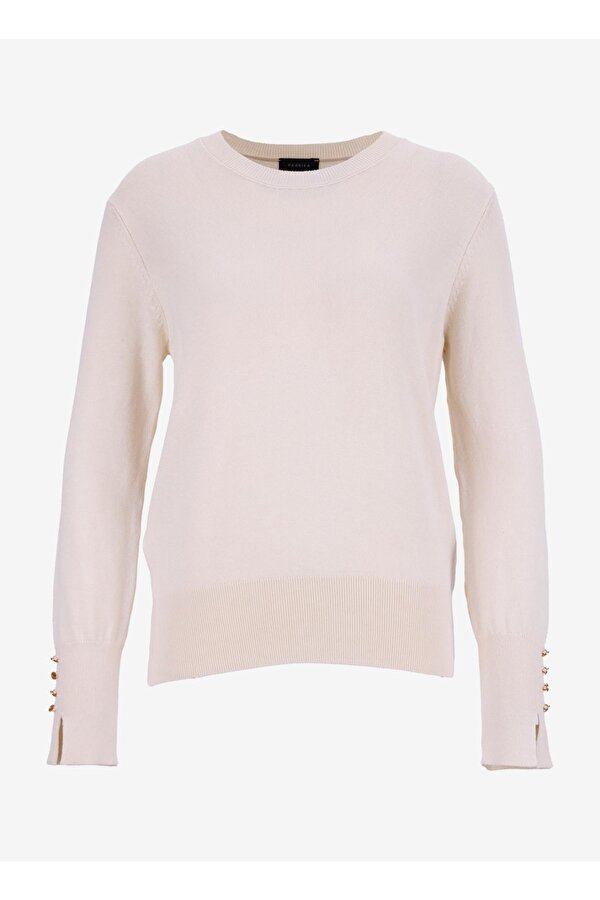 Bisiklet Yaka Basic Düz Ekru Kazak Kadın PAGOSA