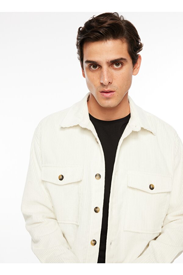 Basic Gömlek Yaka Düz Ekru Erkek Gömlek F3WM-GML169