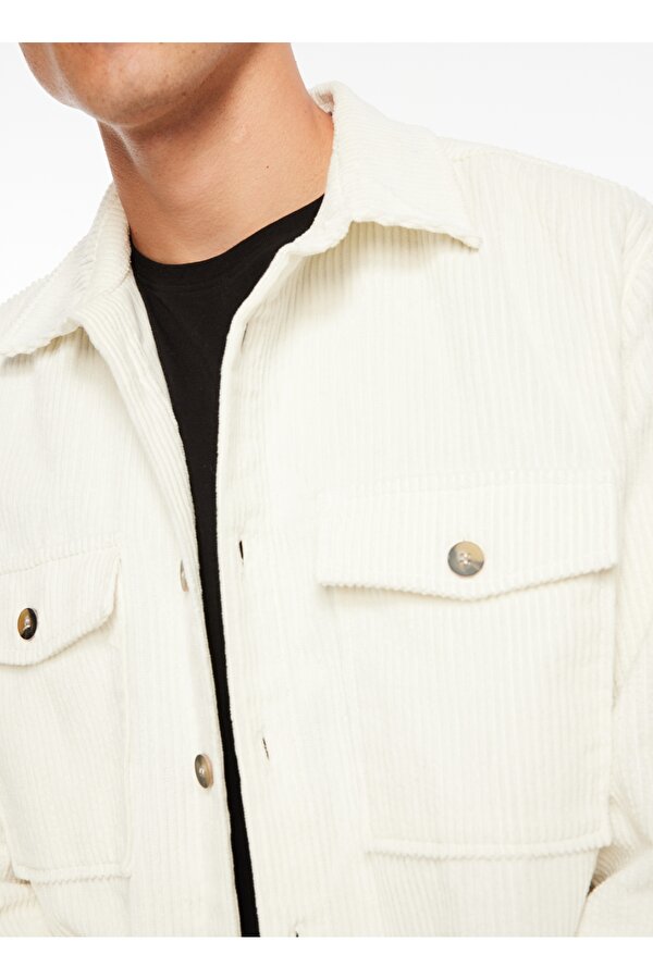 Basic Gömlek Yaka Düz Ekru Erkek Gömlek F3WM-GML169