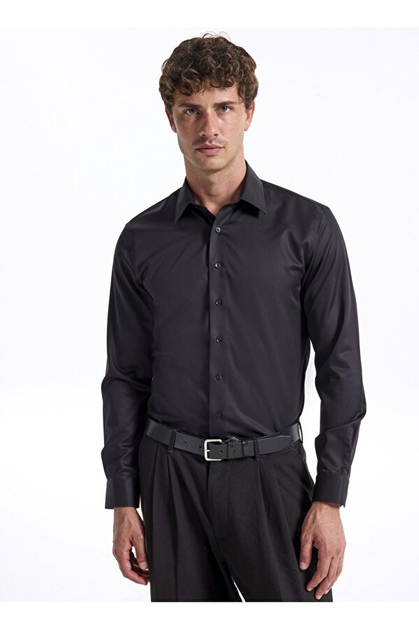 Siyah Erkek Slim Fit Non Iron Gömlek F5WM-GML 2581