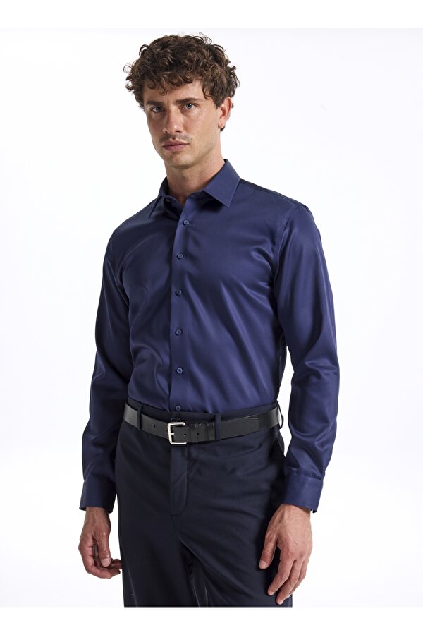 Lacivert Erkek Slim Fit Non Iron Gömlek F5WM-GML 2581